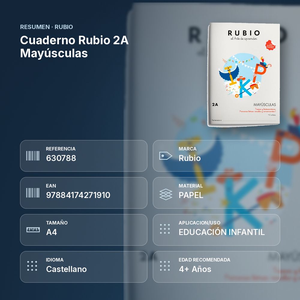 CUADERNO RUBIO 2A MAYÚSCULAS  - resumen de atributos