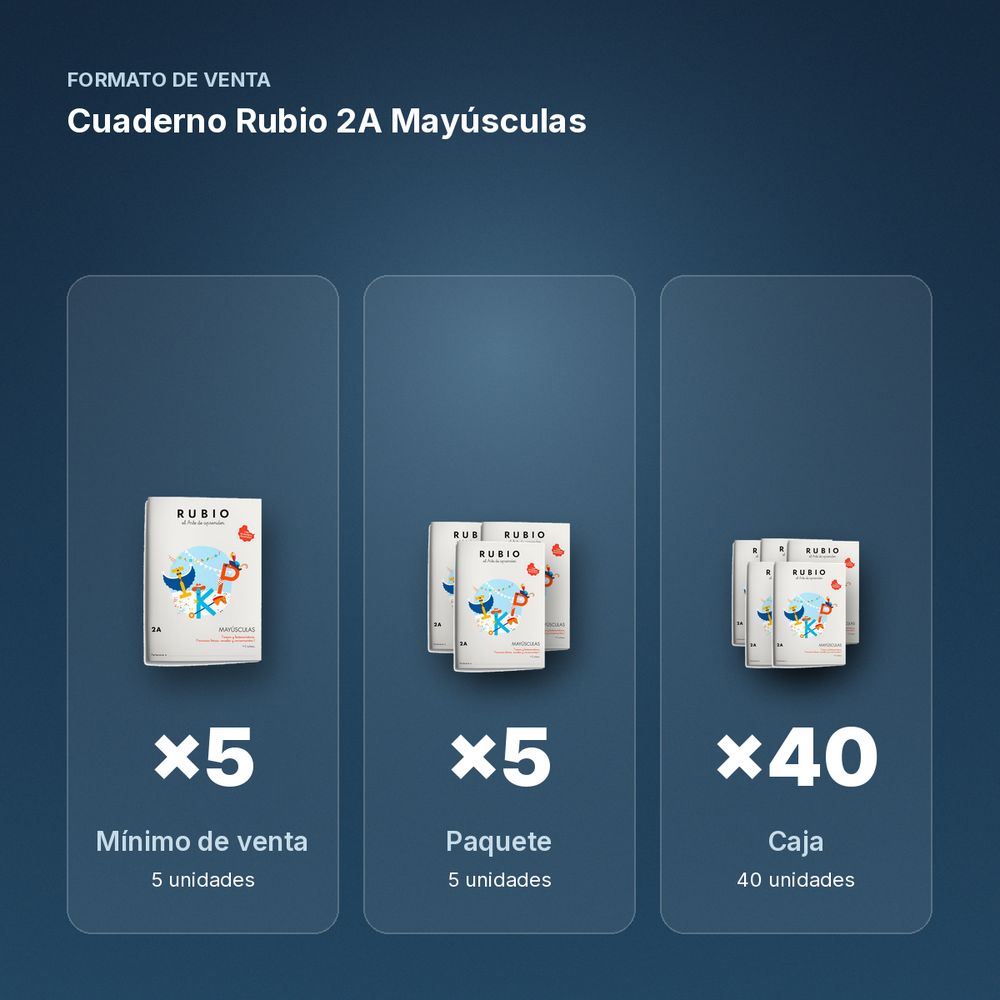 CUADERNO RUBIO 2A MAYÚSCULAS  - formato de venta: paquete de 5, caja de 40