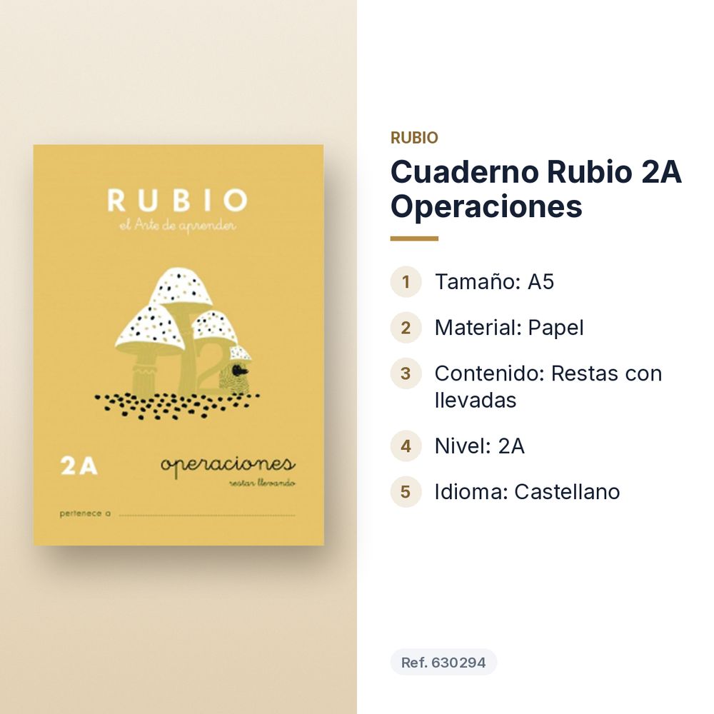 CUADERNO RUBIO 2A OPERACIONES  - características principales