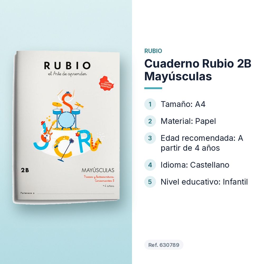 CUADERNO RUBIO 2B MAYÚSCULAS - características principales