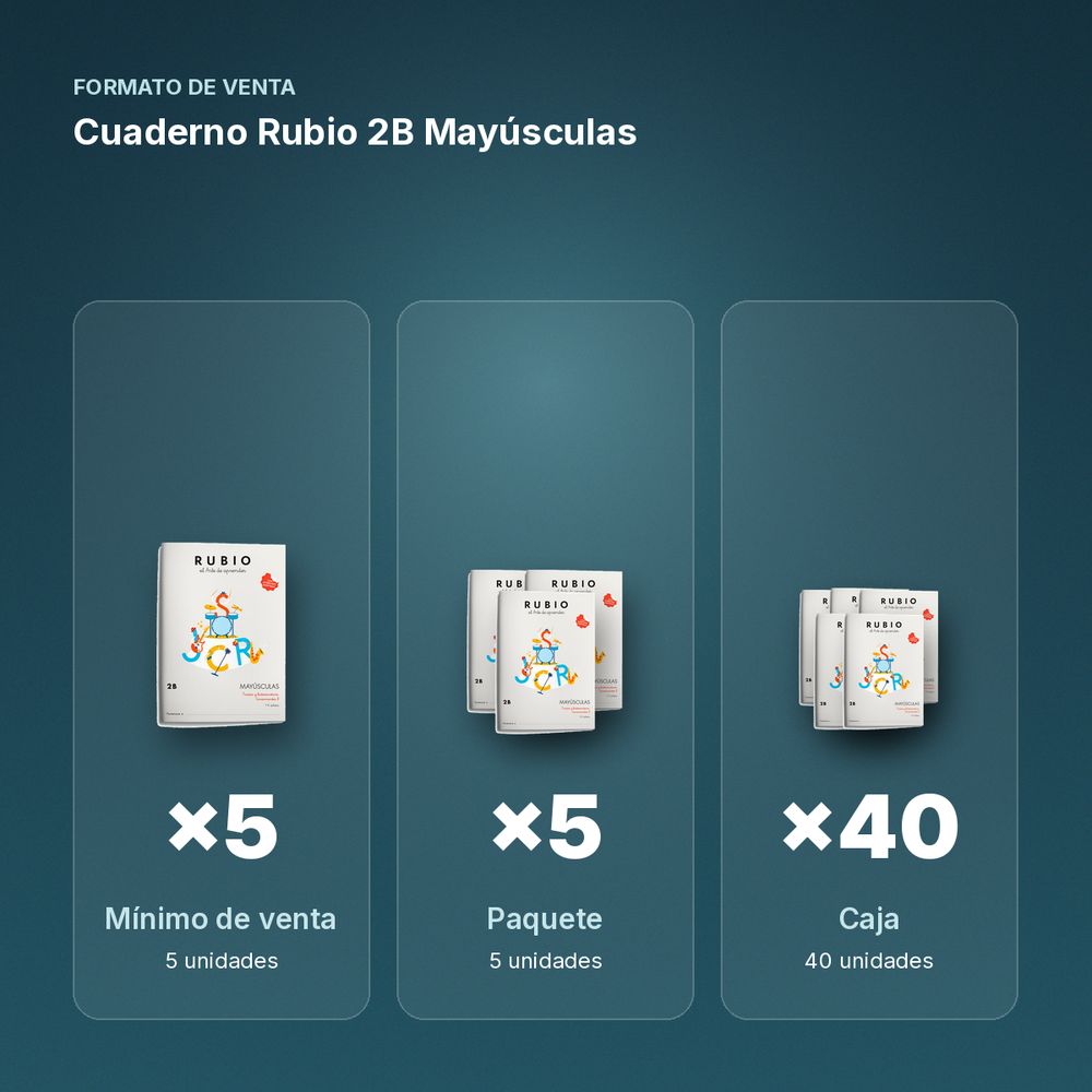 CUADERNO RUBIO 2B MAYÚSCULAS - formato de venta: paquete de 5, caja de 40