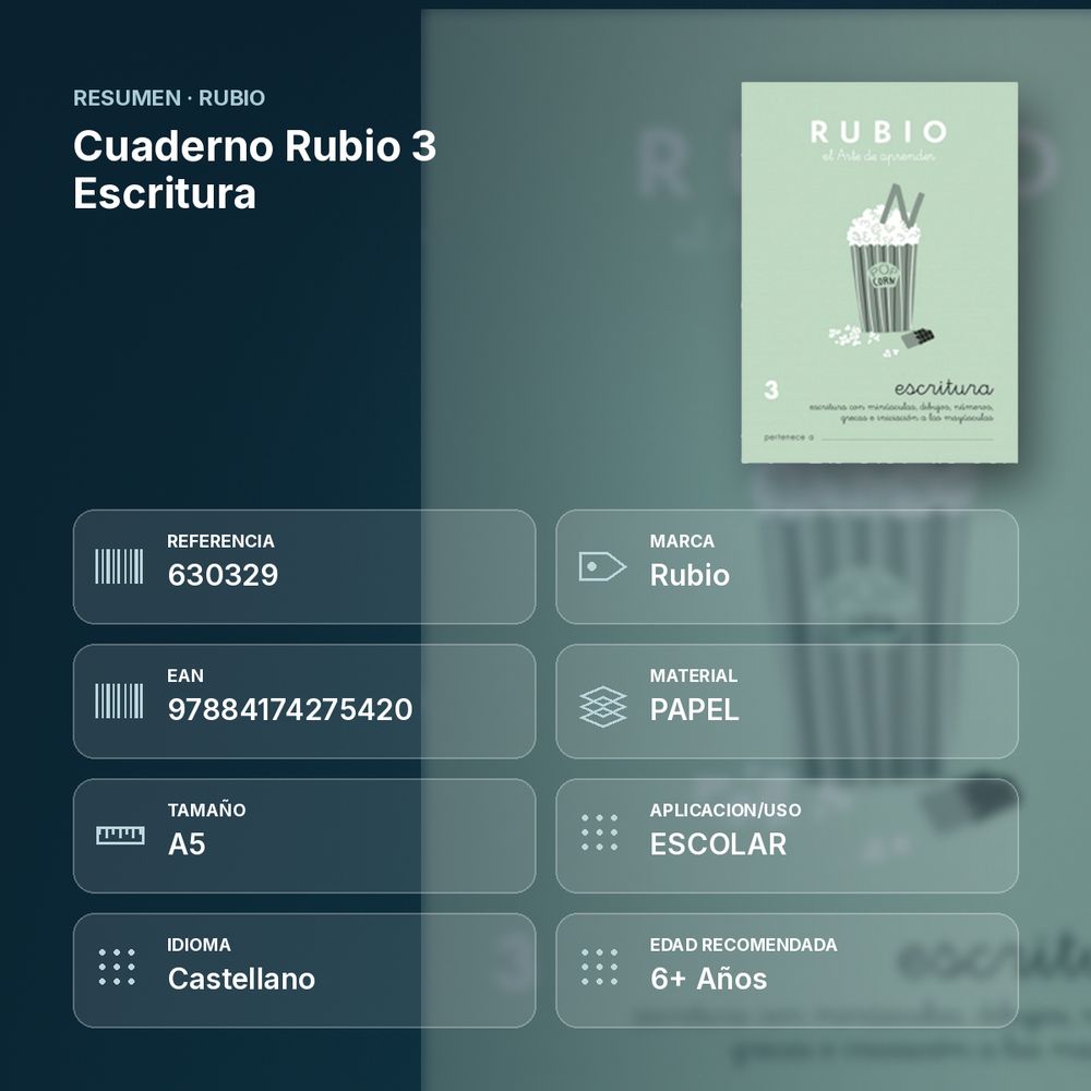 CUADERNO RUBIO 3 ESCRITURA  - resumen de atributos