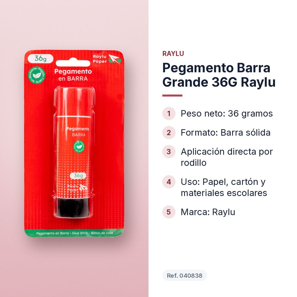 PEGAMENTO BARRA GRANDE 36G RAYLU - características principales