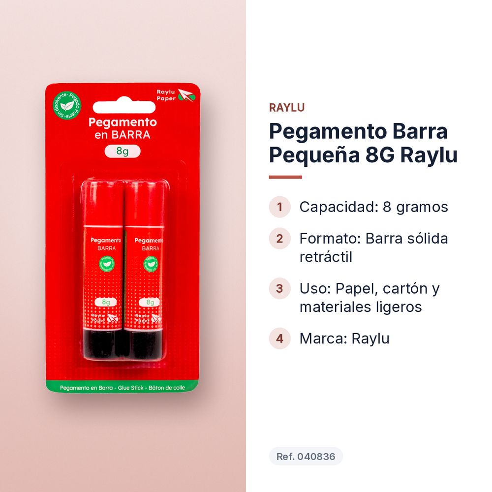 PEGAMENTO BARRA PEQUEÑA 8G RAYLU - características principales
