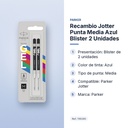 RECAMBIO JOTTER PUNTA MEDIA AZUL BLISTER 2 UNIDADES - características principales
