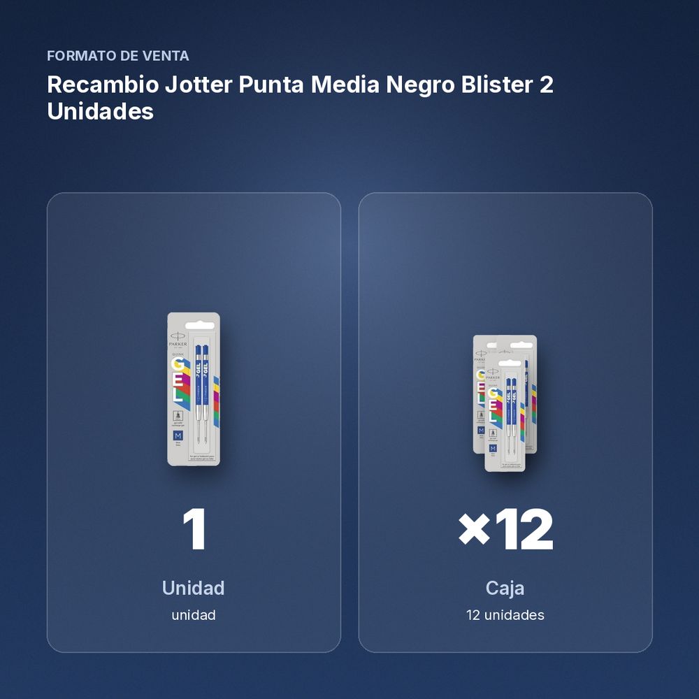 RECAMBIO JOTTER PUNTA MEDIA NEGRO BLISTER 2 UNIDADES - formato de venta: caja de 12