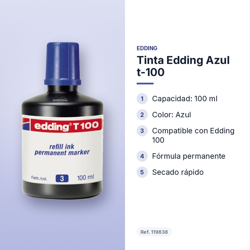 TINTA EDDING AZUL T-100  - características principales