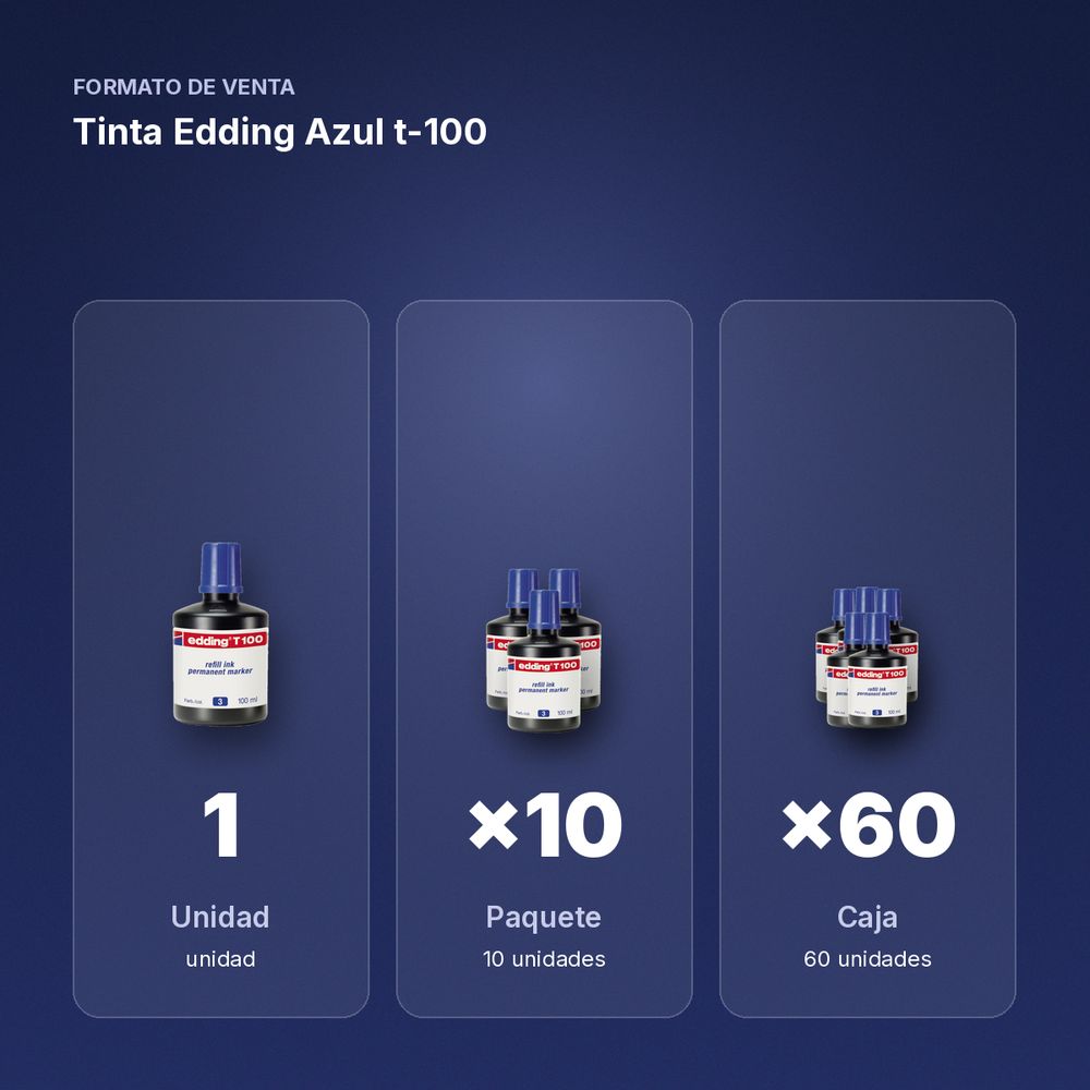 TINTA EDDING AZUL T-100  - formato de venta: paquete de 10, caja de 60