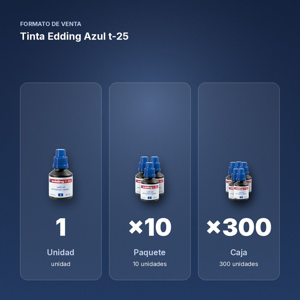 TINTA EDDING AZUL T-25  - formato de venta: paquete de 10, caja de 300