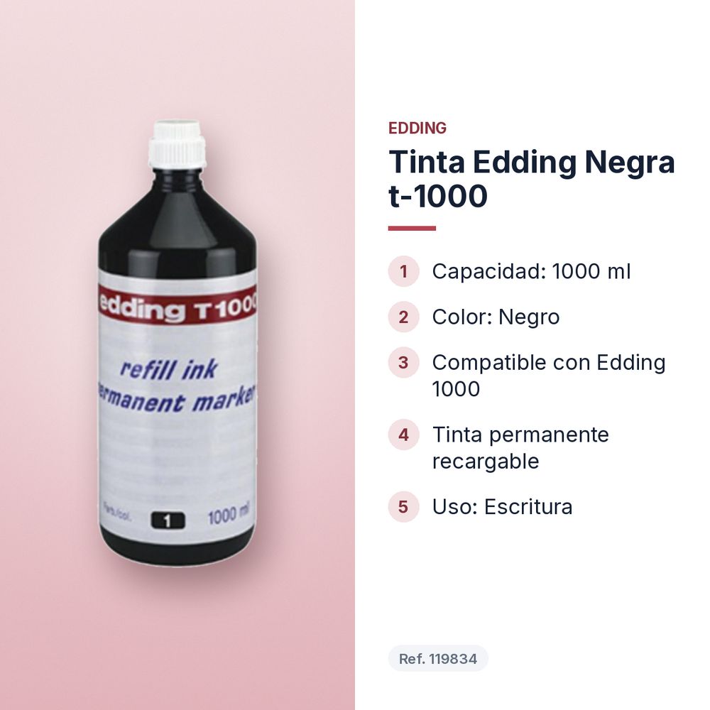 TINTA EDDING NEGRA T-1000  - características principales