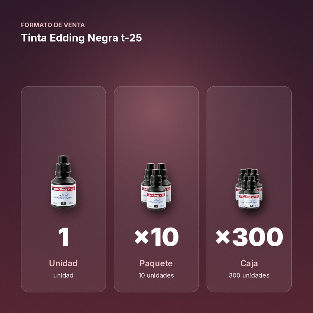 TINTA EDDING NEGRA T-25 - formato de venta: paquete de 10, caja de 300