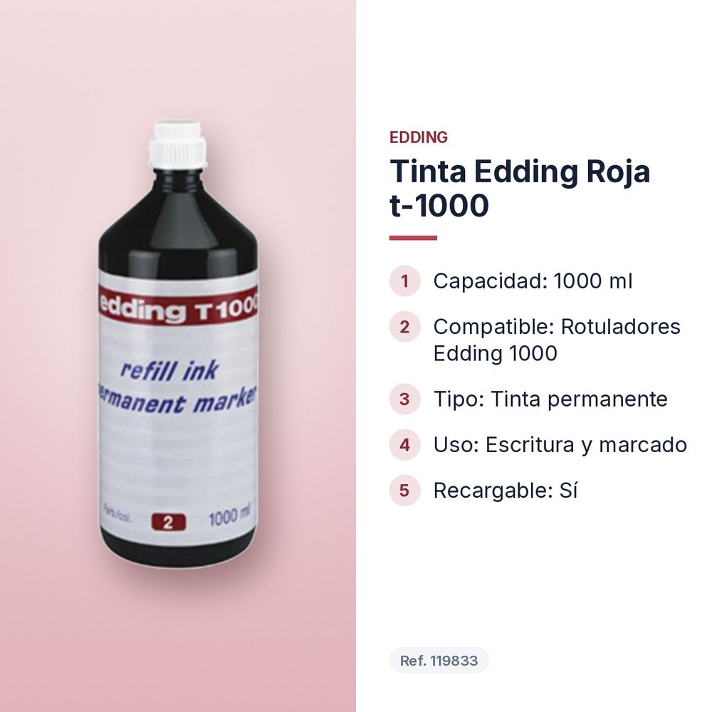 TINTA EDDING ROJA T-1000 - características principales