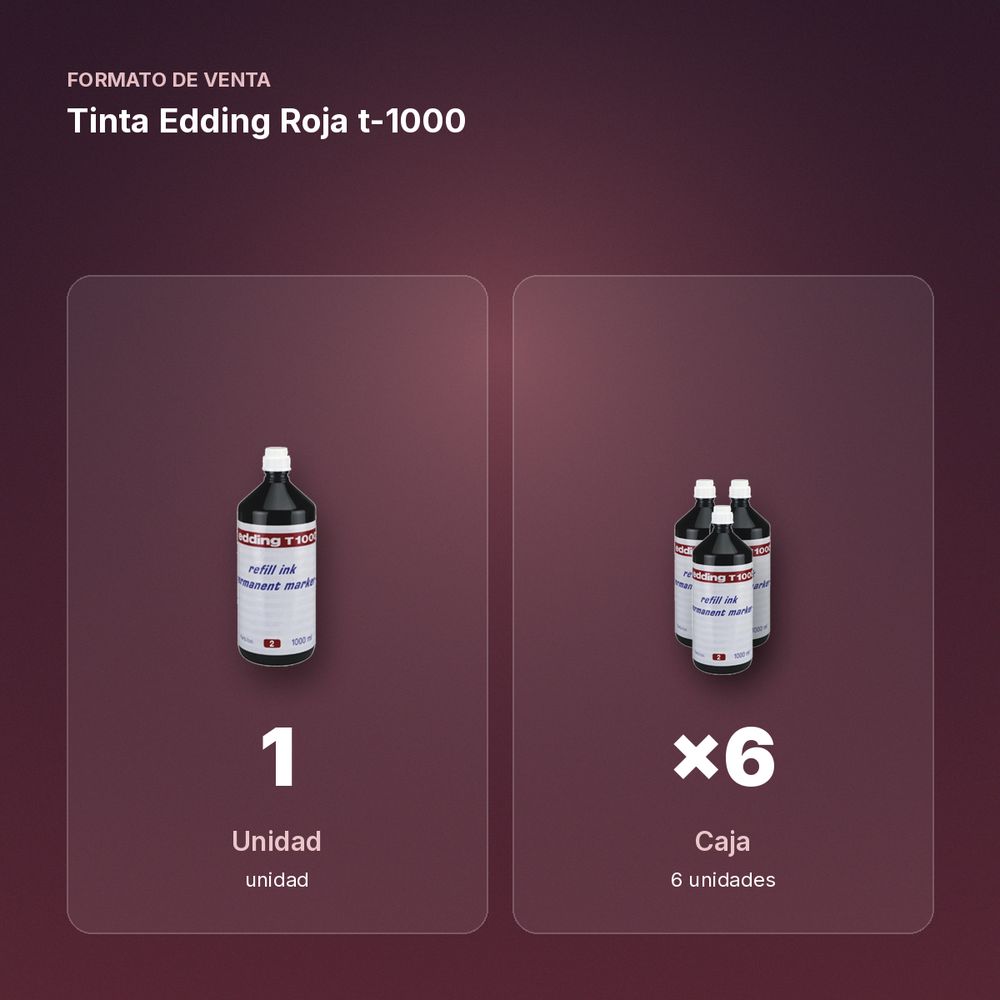 TINTA EDDING ROJA T-1000 - formato de venta: caja de 6
