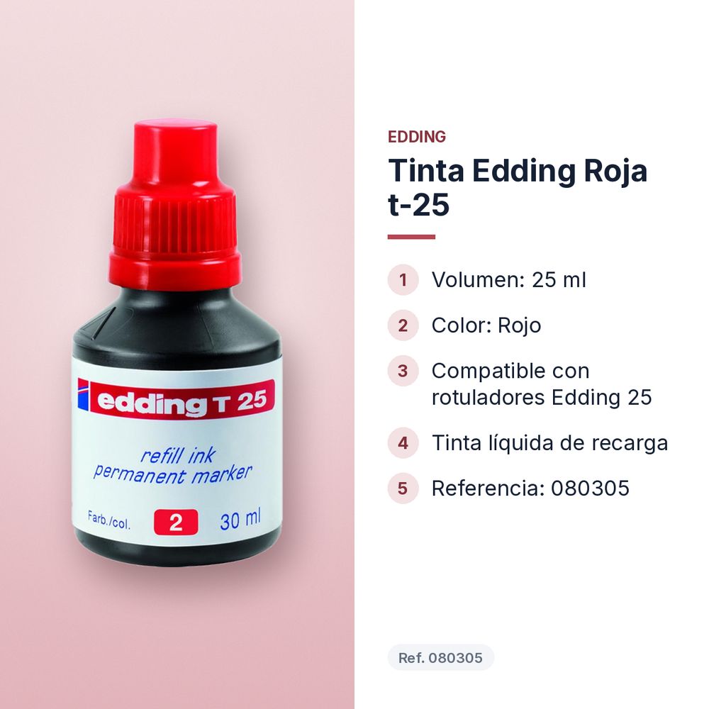 TINTA EDDING ROJA T-25 - características principales