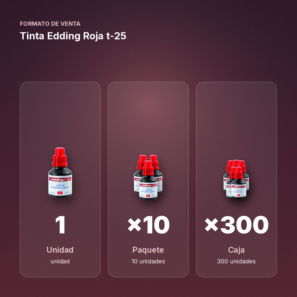 TINTA EDDING ROJA T-25 - formato de venta: paquete de 10, caja de 300
