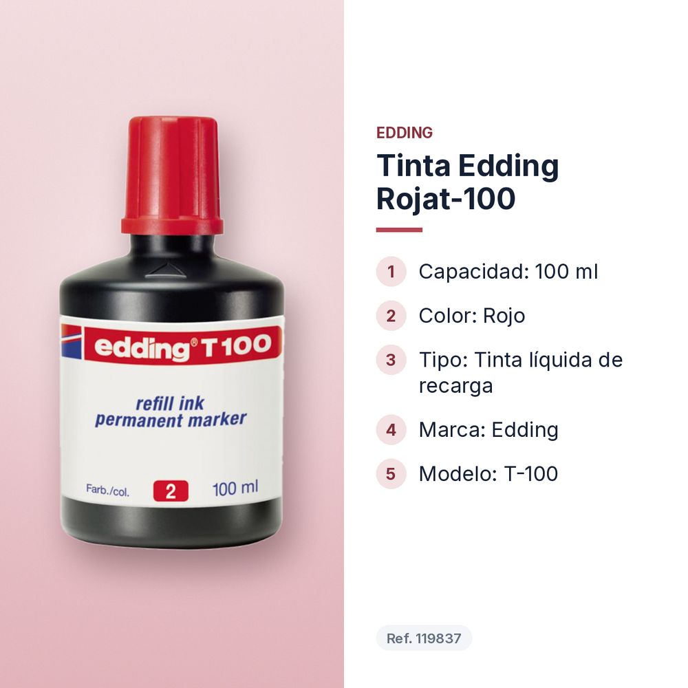 TINTA EDDING ROJAT-100 - características principales