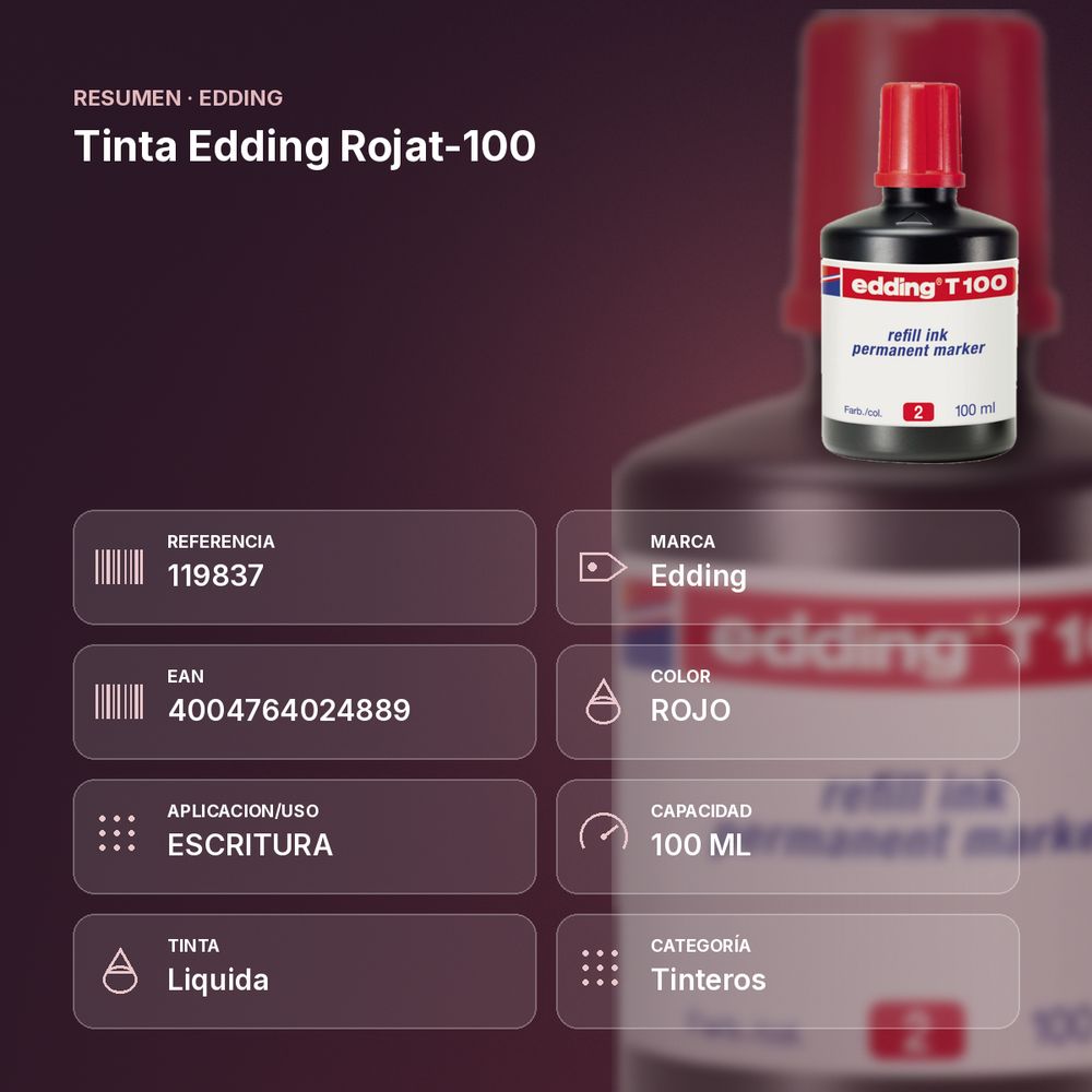 TINTA EDDING ROJAT-100 - resumen de atributos