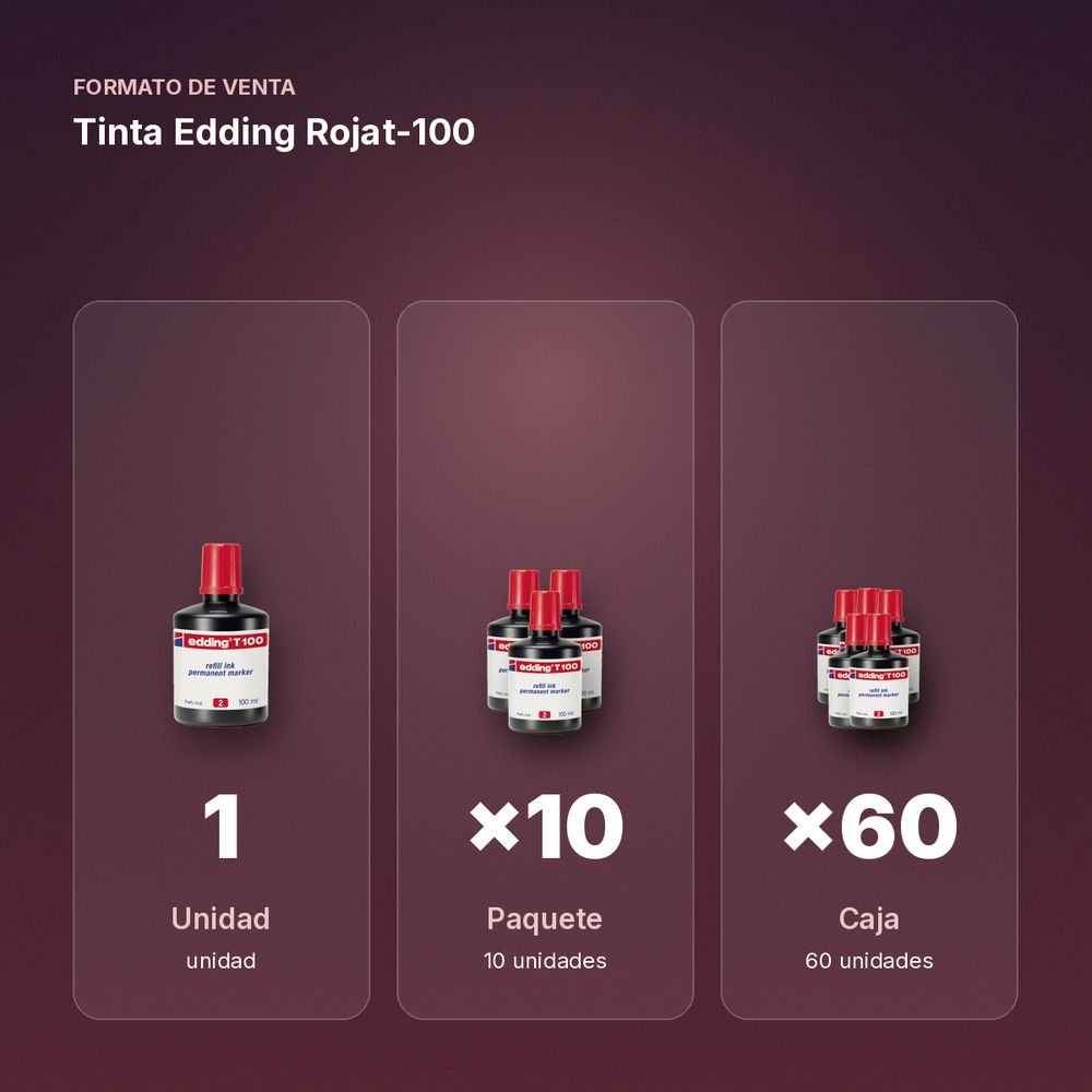 TINTA EDDING ROJAT-100 - formato de venta: paquete de 10, caja de 60