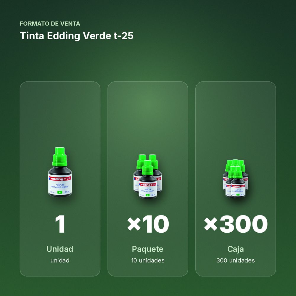 TINTA EDDING VERDE T-25 - formato de venta: paquete de 10, caja de 300