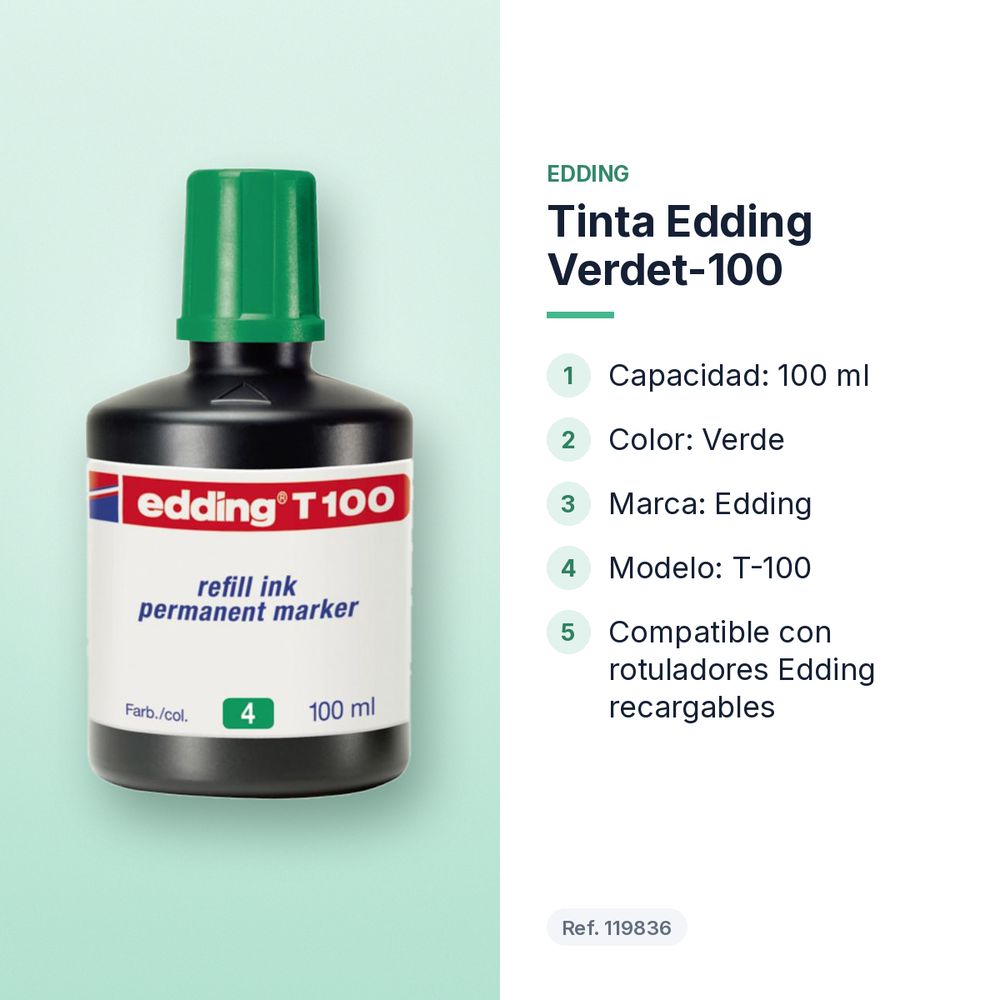 TINTA EDDING VERDET-100 - características principales