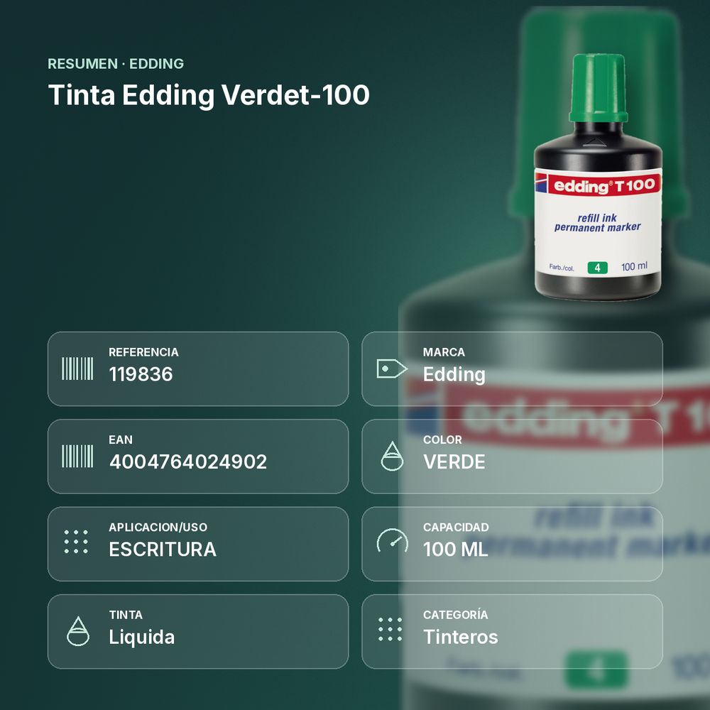 TINTA EDDING VERDET-100 - resumen de atributos