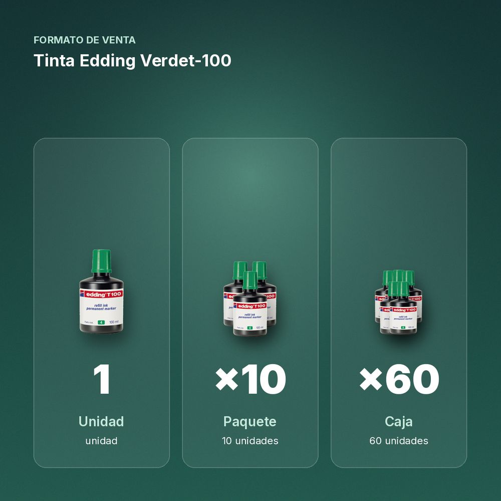 TINTA EDDING VERDET-100 - formato de venta: paquete de 10, caja de 60