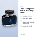 TINTA ESTILOGRÁFICA PARKER AZUL NEGRO 57ML - características principales