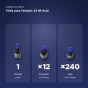 TINTA PARA TAMPÓN 30 ML AZUL - formato de venta: paquete de 12, caja de 240
