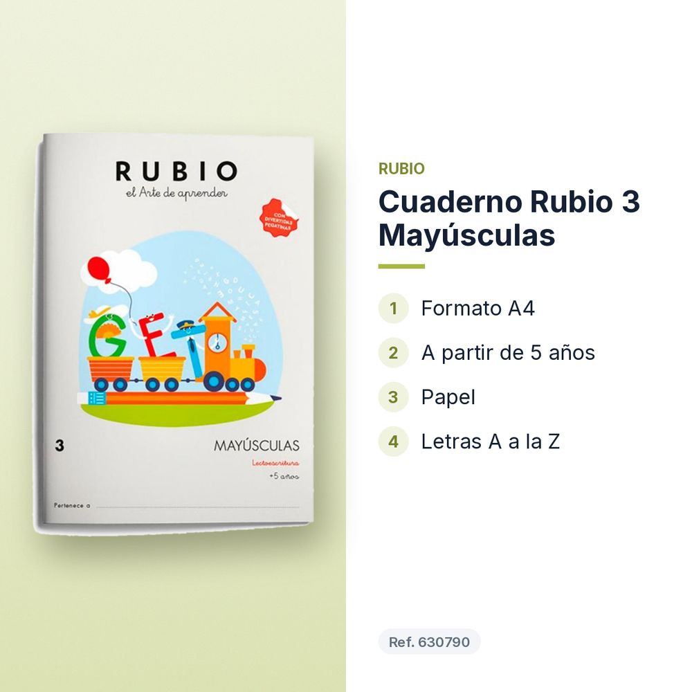 CUADERNO RUBIO 3 MAYÚSCULAS  - características principales