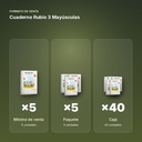 CUADERNO RUBIO 3 MAYÚSCULAS  - formato de venta: paquete de 5, caja de 40