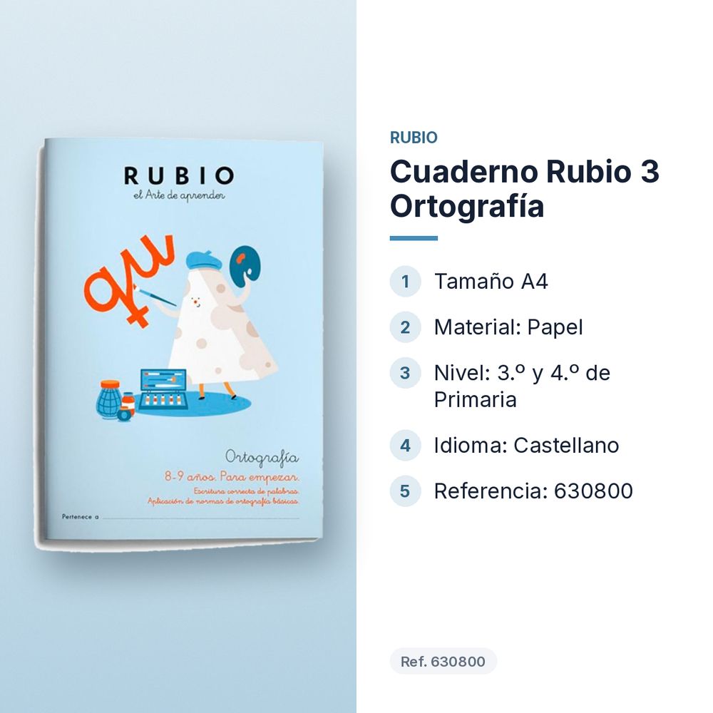 CUADERNO RUBIO 3 ORTOGRAFÍA  - características principales