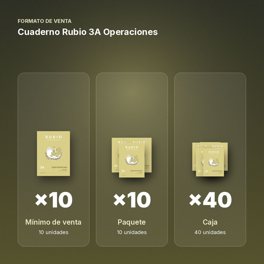 CUADERNO RUBIO 3A OPERACIONES  - formato de venta: paquete de 10, caja de 40