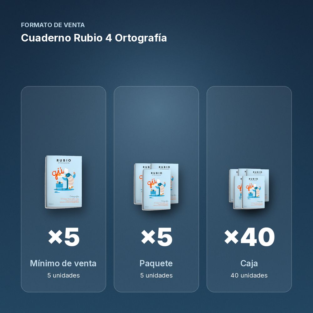 CUADERNO RUBIO 4 ORTOGRAFÍA - formato de venta: paquete de 5, caja de 40