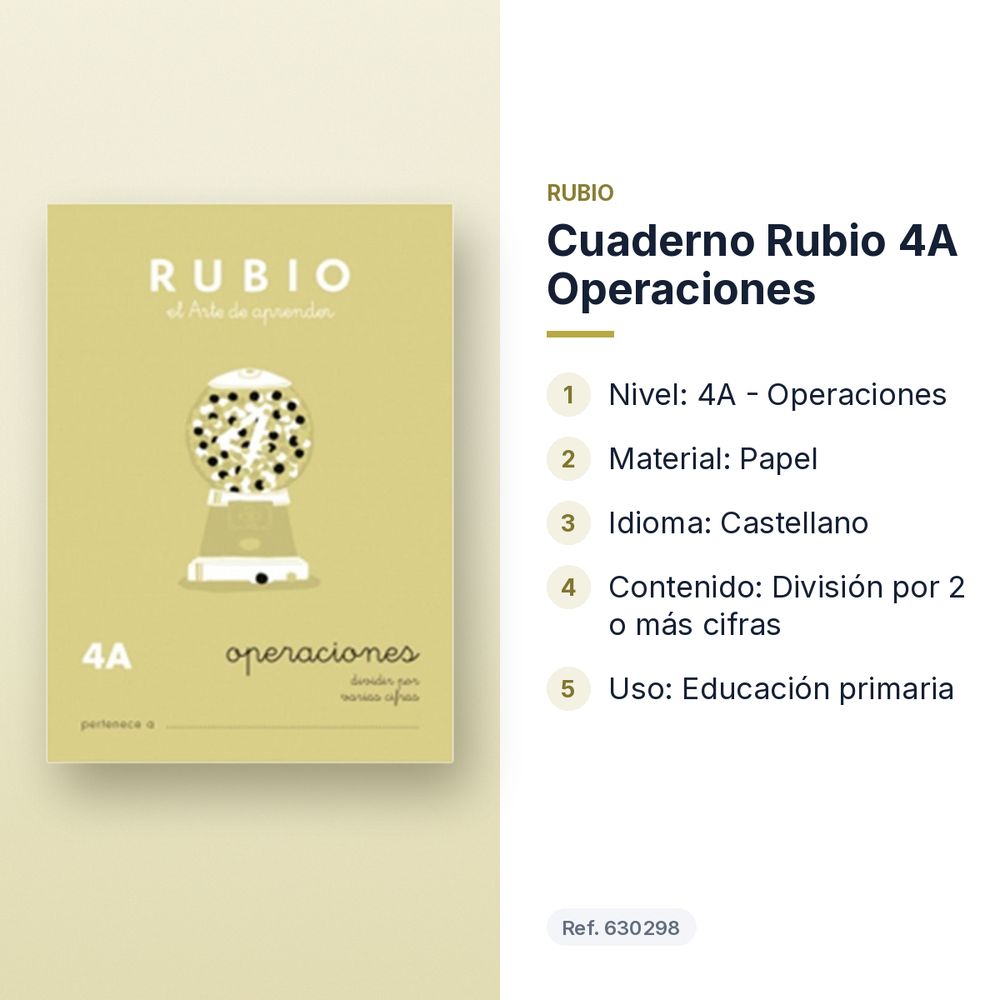 CUADERNO RUBIO 4A OPERACIONES  - características principales