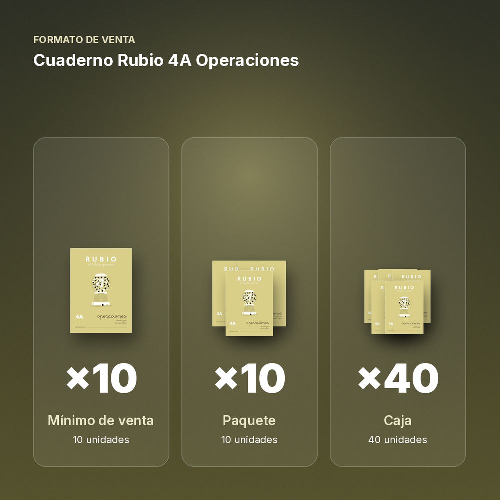 CUADERNO RUBIO 4A OPERACIONES  - formato de venta: paquete de 10, caja de 40