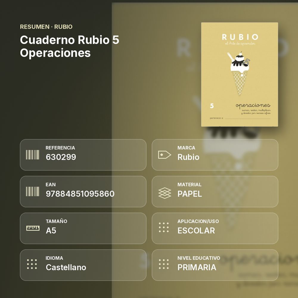 CUADERNO RUBIO 5 OPERACIONES  - resumen de atributos