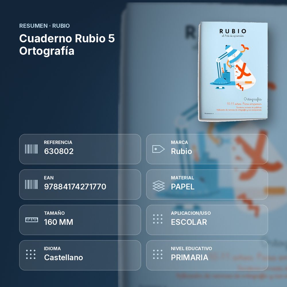 CUADERNO RUBIO 5 ORTOGRAFÍA  - resumen de atributos