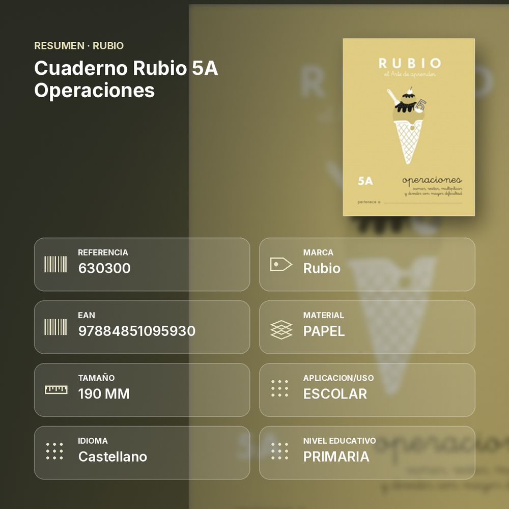 CUADERNO RUBIO 5A OPERACIONES  - resumen de atributos