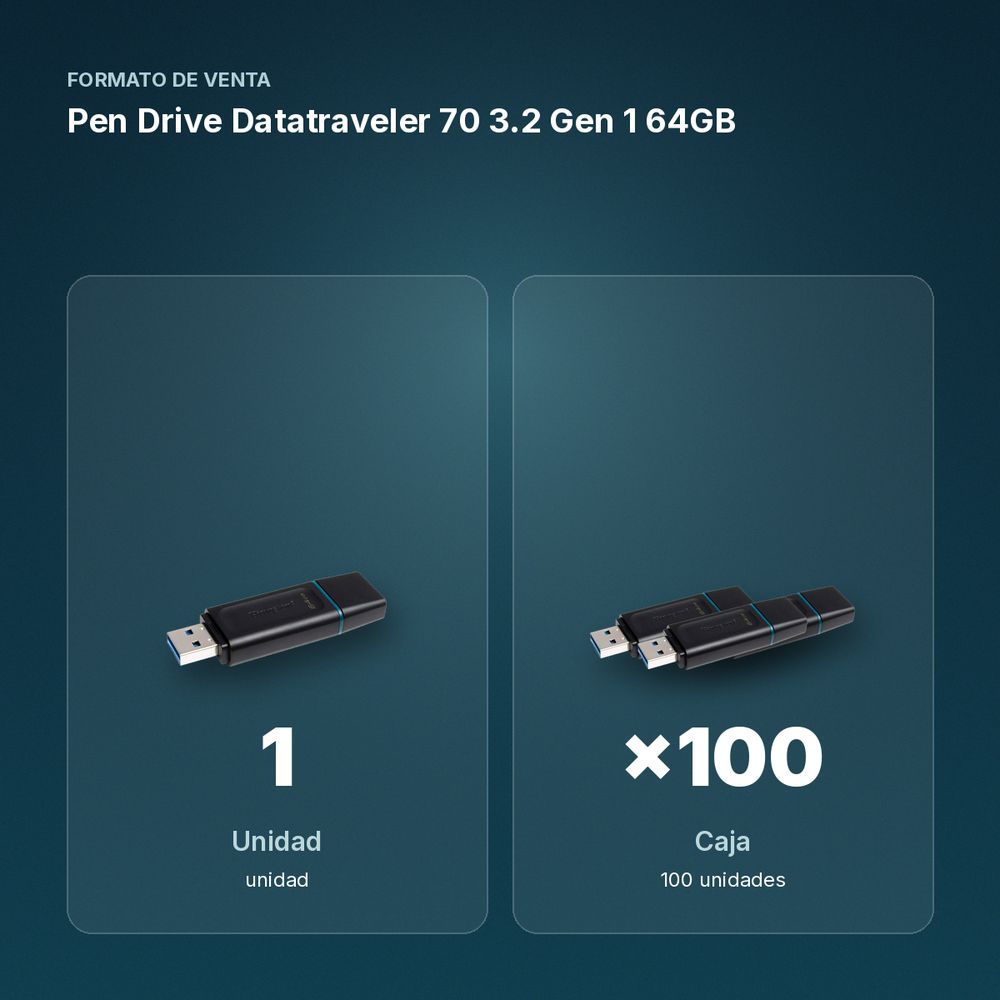 PEN DRIVE DATATRAVELER 70 3.2 GEN 1 64GB - formato de venta: caja de 100