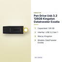 PEN DRIVE USB 3.2 128GB KINGSTON DATATRAVELER EXODIA - características principales