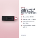 PEN DRIVE USB 3.2 256GB KINGSTON DATATRAVELER EXODIA - características principales