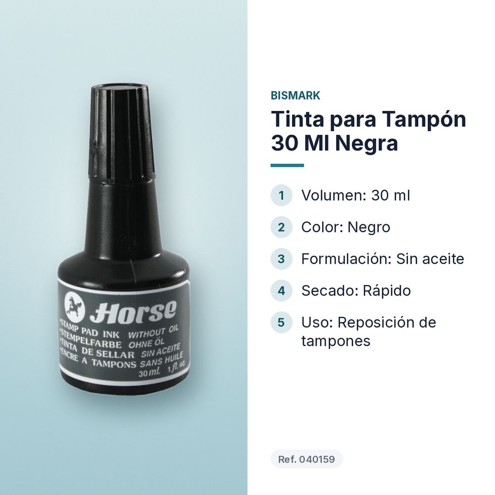 TINTA PARA TAMPÓN 30 ML NEGRA - características principales