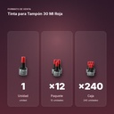 TINTA PARA TAMPÓN 30 ML ROJA - formato de venta: paquete de 12, caja de 240