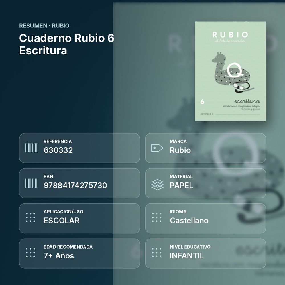 CUADERNO RUBIO 6 ESCRITURA - resumen de atributos