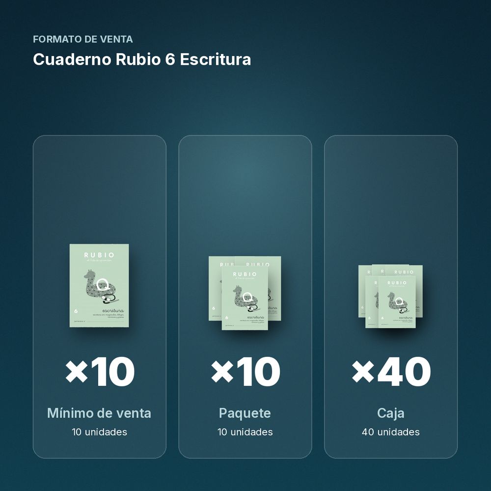CUADERNO RUBIO 6 ESCRITURA - formato de venta: paquete de 10, caja de 40