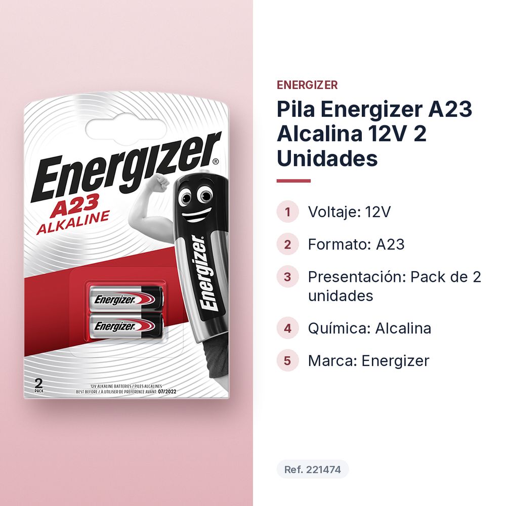 PILA ENERGIZER A23 ALCALINA 12V 2 UNIDADES - características principales