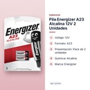 PILA ENERGIZER A23 ALCALINA 12V 2 UNIDADES - características principales