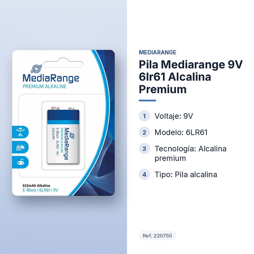 PILA MEDIARANGE 9V 6LR61 ALCALINA PREMIUM - características principales