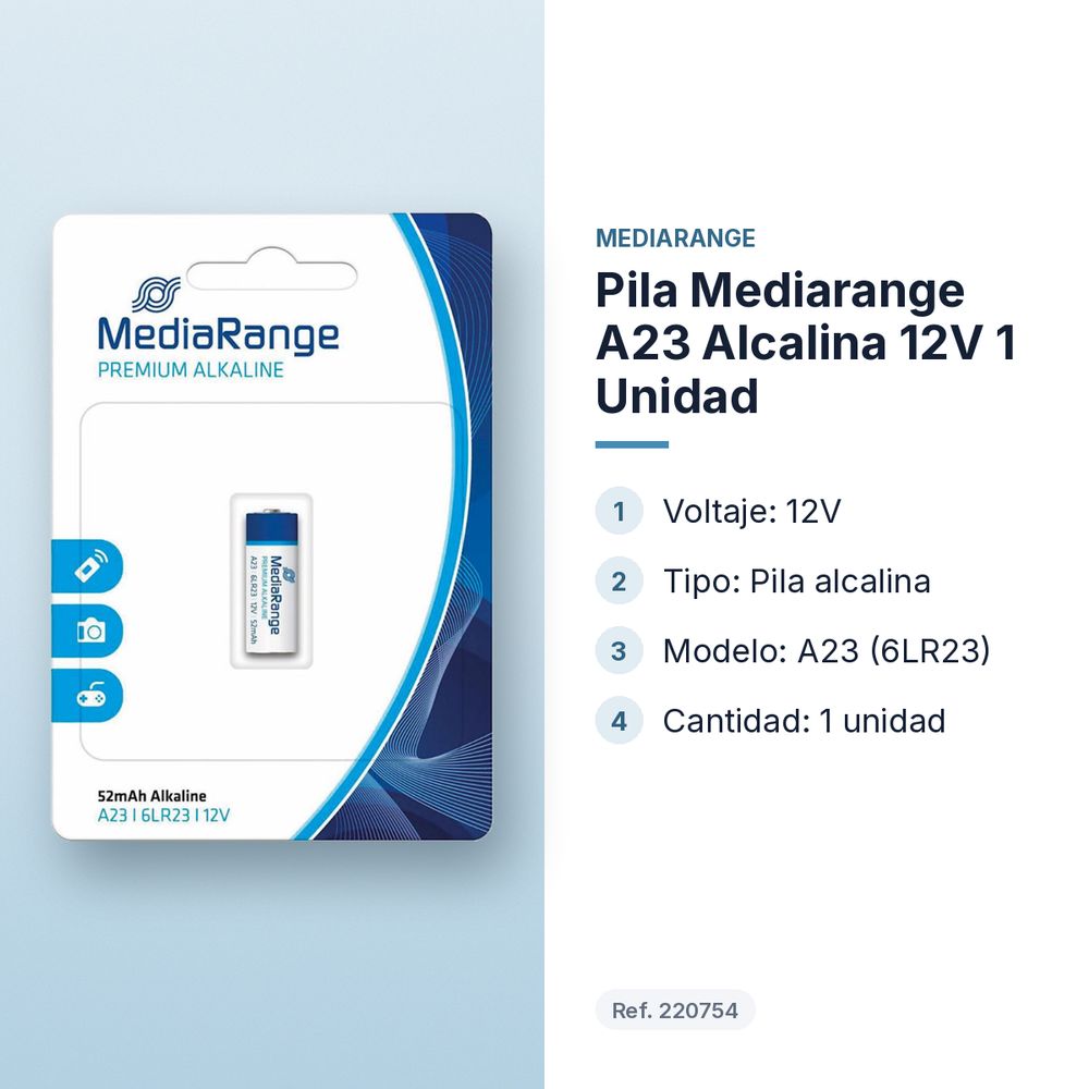 PILA MEDIARANGE A23 ALCALINA 12V 1 UNIDAD - características principales