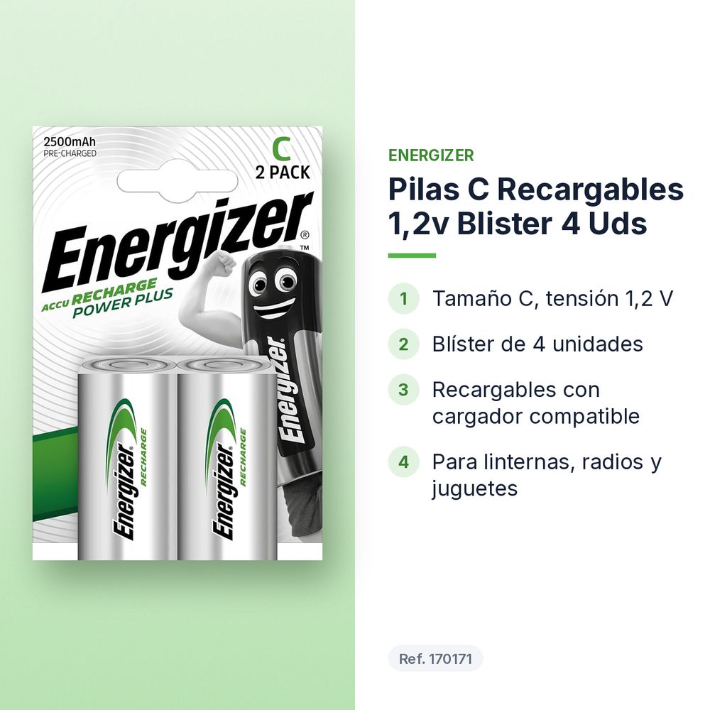 PILAS C RECARGABLES 1,2V BLISTER 4 UDS - características principales